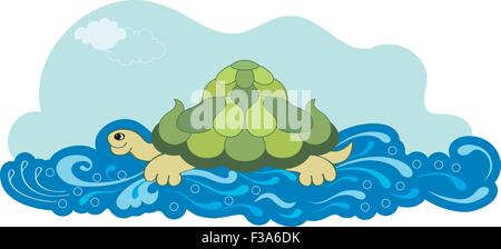 Schildkröte schwimmen und plätschernden Wasser Vektorgrafiken Stock Vektor