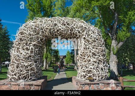 Wyoming, Jackson, George Washington Memorial Park aka Altstädter Ring Elch Geweih Bogen Stockfoto