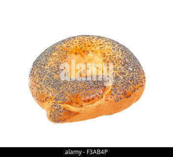 Bagel mit Mohn isoliert auf weißem Hintergrund Stockfoto
