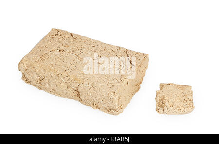 Stück von Halva isoliert auf weißem Hintergrund Stockfoto