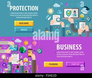 Geschäft Vektor-Logo-Design-Vorlage. Schutz oder Planung-Symbol Stock Vektor