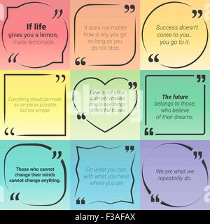 Satz von Citation Textfelder, Bilder und Zitate Stock Vektor