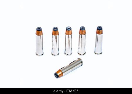 357 Magnum Pistole Patronen 125GR JHP 6 Stockfoto