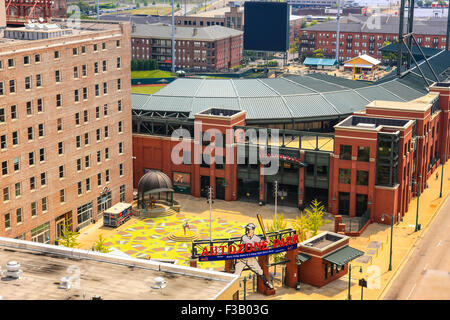 Luftaufnahme des Autozone Park Baseball Stadium in Memphis TN Stockfoto