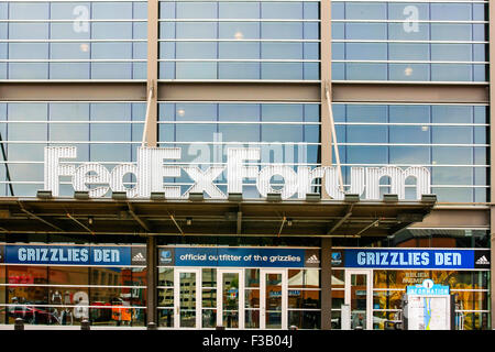 Das neu gebaute FedEx Forum Sport-Stadion und Zeichen in der Innenstadt von Memphis, Tennessee Stockfoto