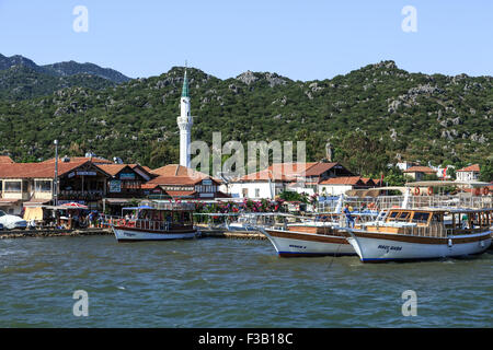 DEMRE, ANTALYA - 18. Juli 2015: Seascape von Kekova eine antiken lykischen Region in Antalya, Blick auf Yachten. Stockfoto