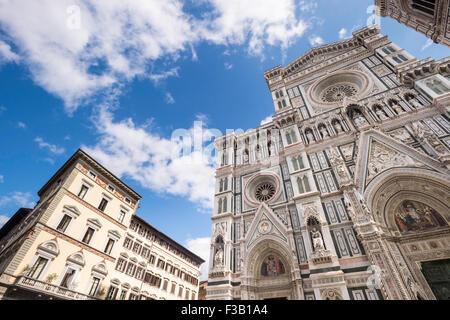 Fassade des Doms, Kuppel der Basilika di Santa Maria del Flore, Il Duomo di Firenze, Florenz, Italien Stockfoto