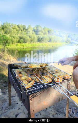 appetitlich Grill von Henne Fleisch gekocht in der Natur Stockfoto