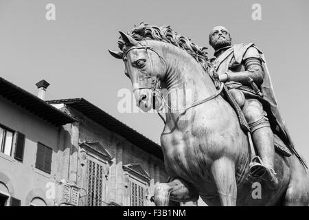 Bronzestatue des Großherzogs Cosima i. von Toskana, Piazza della Signoria, Florenz, Italien Stockfoto