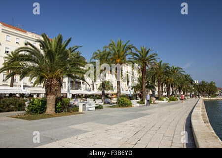 Ruhigen Riva Uferpromenade in der Altstadt in Split, Kroatien. Stockfoto