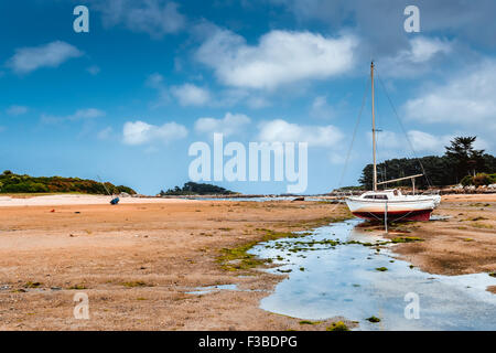 Angelboot/Fischerboot in Bretagne, Frankreich Stockfoto