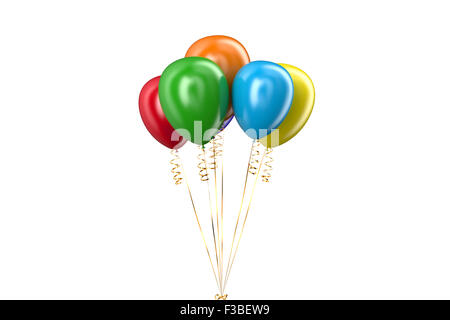 Bunte Party Luftballons isoliert auf weißem Hintergrund Stockfoto