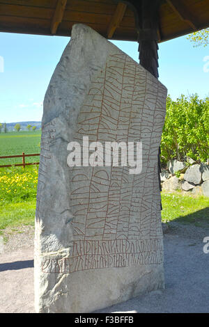 Rök runenstein Ög 136. ist eine der bekanntesten runestones, (Längste bekannte runic Inschrift in Stein). Östergötland, Schweden. Stockfoto