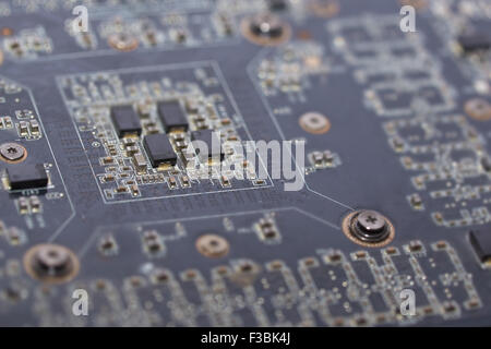 Nahaufnahme auf der Hauptplatine des Computers. Horizontale Foto Stockfoto