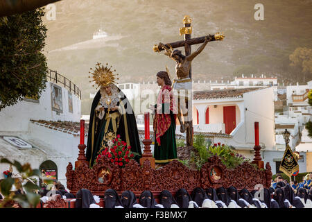 Semana Santa Prozession Ostern Woche weiße Dorf Mijas Malaga Andalusien Spanien Stockfoto
