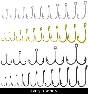 Reihe von verschiedenen Stahlhaken Stock Vektor