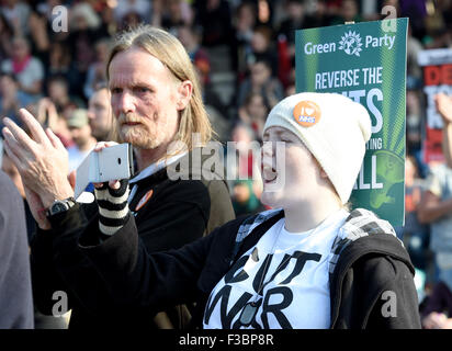 Der TUC gegen Sparpolitik Marsch in Manchester. Stockfoto