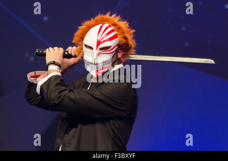 Sydney, Australien. 4. Oktober 2015. Cosplayer Teilnahme am Just'Cos Cosplay Wettbewerb am Finaltag der EB-Expo im Sydney Olympic Park stattfand. Bildnachweis: Mjmediabox/Alamy Live-Nachrichten Stockfoto