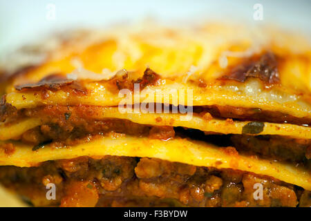 Nahaufnahme der hausgemachte lasagne Stockfoto