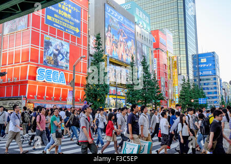 Belebte Straße in Akihabara, bekannt als Electric Town oder Geek Stadt Verkauf Manga Spiele und Videos in Tokio Japan Stockfoto