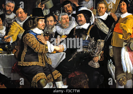 Bankett in der Crossbowmen's Guild in Celebration of the Treaty of Munster 1648 Bartholomeus van der Helst 1613 - Amsterdam 1670 Niederländisch Niederlande ( Detail ) Achtzig Jahre Krieg, Spanisch, Niederländisch, Niederlande, Stockfoto