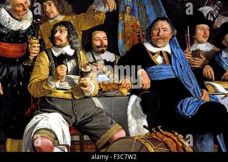 Bankett in der Crossbowmen's Guild in Celebration of the Treaty of Munster 1648 Bartholomeus van der Helst 1613 - Amsterdam 1670 Niederländisch Niederlande ( Detail ) Achtzig Jahre Krieg, Spanisch, Niederländisch, Niederlande, Stockfoto