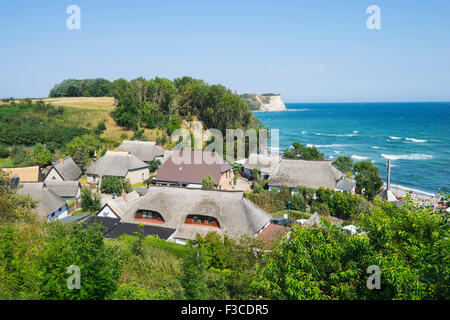 Blick über die Dächer der historischen ehemaligen Fischerdorf Dorf Vitt in der Nähe von Kap Arkona auf der Halbinsel Wittow auf der Insel Rügen in Deutschland Stockfoto