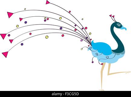 Peacock künstlerische handgezeichneten Vektorgrafiken Stock Vektor