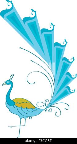 Peacock künstlerische handgezeichneten Vektorgrafiken Stock Vektor