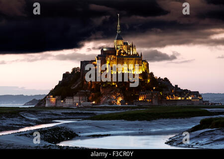 Couesnon Fluss Le Mont-Saint-Michel Saint Michael Mount Benedictine Abtei untere Normandie Manche Frankreich Europa Stockfoto