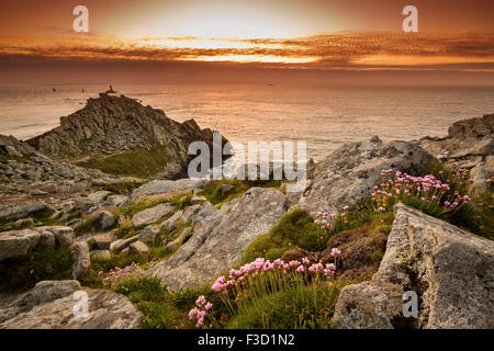 Sonnenuntergang Pointe du Raz Finistere französische Bretagne Frankreich Europa Stockfoto