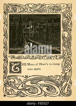 Antike 1904 Illustration aus The Rubaiyat von Omar Khayyam. "Der Mond Heav'n steigt wieder." Stockfoto