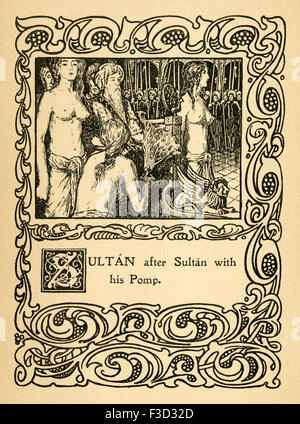 Antike 1904 Illustration aus The Rubaiyat von Omar Khayyam. "Sultan nach Sultan mit seinem Prunk." Stockfoto