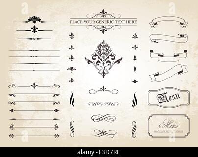 Dieses Bild ist eine Vektor-Datei, eine Reihe von Vintage dekorative Ornament-Grenzen und Seite Teiler darstellt. Stock Vektor