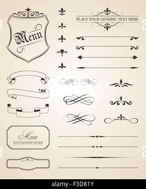 Dieses Bild ist eine Vektor-Datei, eine Reihe von kalligraphischen darstellt und Deko-Elemente-Seite. Stock Vektor