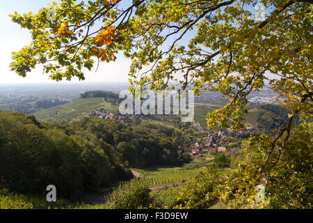 Blick von der Burg Ruinen Neuwindeck in Bühl, Baden-Württemberg, Deutschland Stockfoto