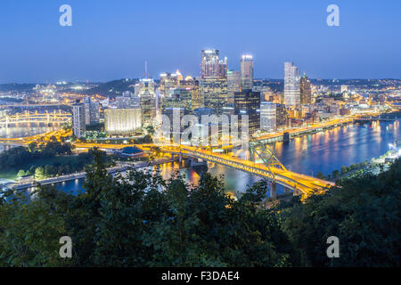 Blick auf die Innenstadt von Pittsburgh Stockfoto