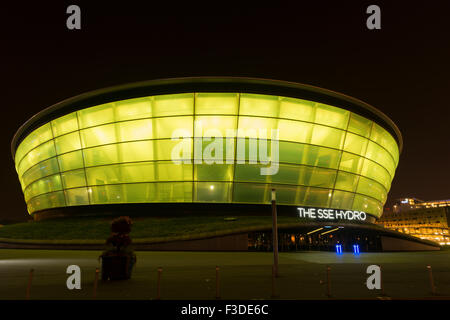 SSE Hydro Konzertsaal in der Nacht, Glasgow, Schottland, UK, Stockfoto