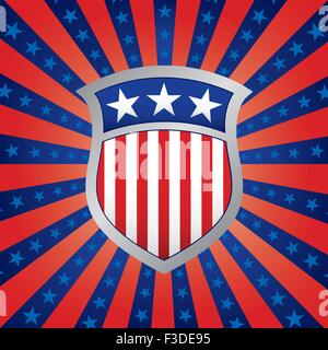 Roten weißen und blauen Schild auf einem Hintergrund von Stars And Stripes Stock Vektor
