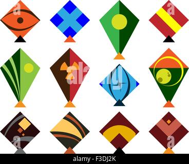 Kite Design Kollektion Vektorgrafiken Stock Vektor