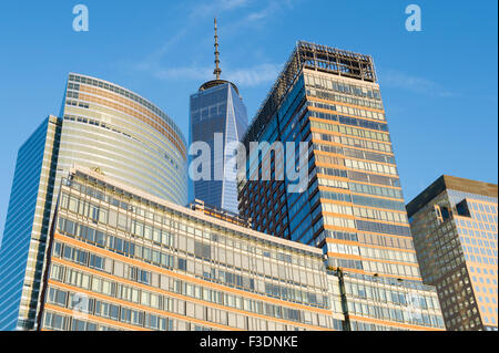 Close-up Blick auf die Skyline von Downtown Manhattan auf der West Side von New York City Stockfoto