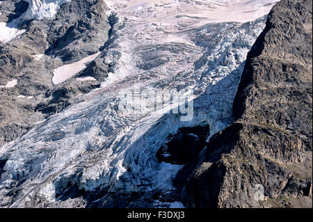 Gletscherzunge des Berges La Meije, Französische Alpen, Frankreich Stockfoto