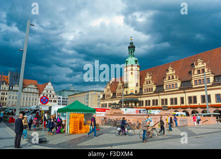 Markt, Marktplatz, Marktplatz, Altes Rathaus, altes Rathaus, Altstadt, Leipzig, Sachsen, Deutschland Stockfoto