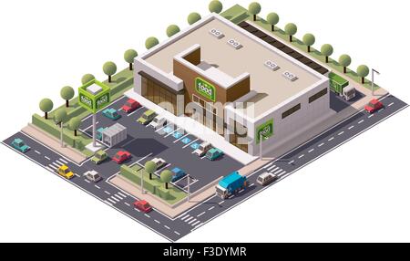 Vektor isometrische Supermarkt Stock Vektor