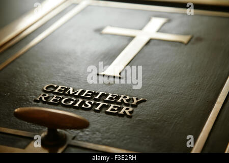 Friedhof Register im Commonwealth-Kriegsgräber-Friedhof. Stockfoto