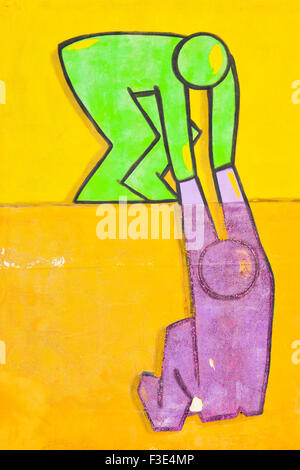 Dazu bei, um eine Mauer zu klettern. Stockfoto