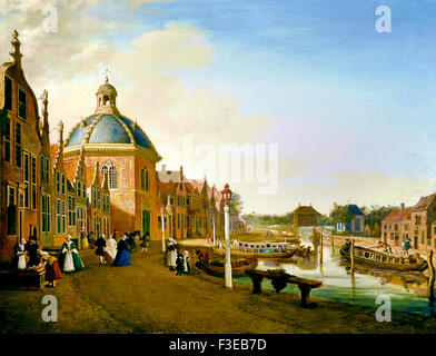 Das Docking-Becken in der Barge Canal in Leidschendam 1763 Paulus Constantijn la Fargue 1729-1782 holländischen Niederlanden Stockfoto
