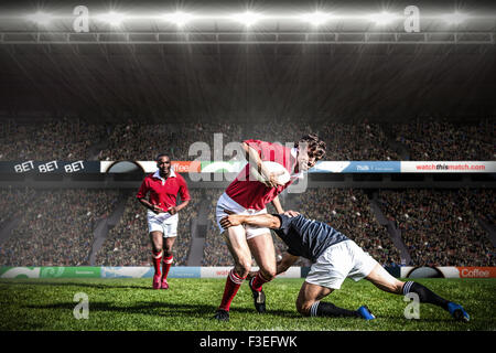 Zusammengesetztes Bild des Rugby-Fans in der arena Stockfoto