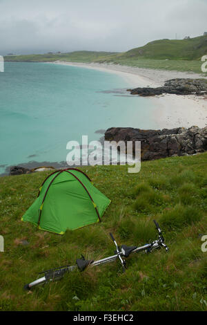 Raue, camping in der Nähe der Fähre Eriskay, äußeren Hebriden, Schottland. Stockfoto