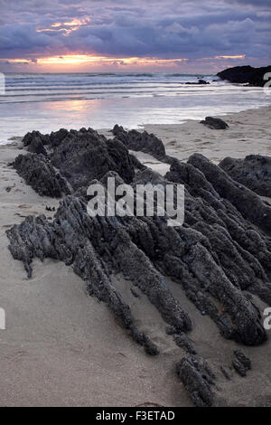 Eine schöne betrachtet September Sonnenuntergang aus North Devon Küste Stadt, Woolacombe, England, Großbritannien Stockfoto